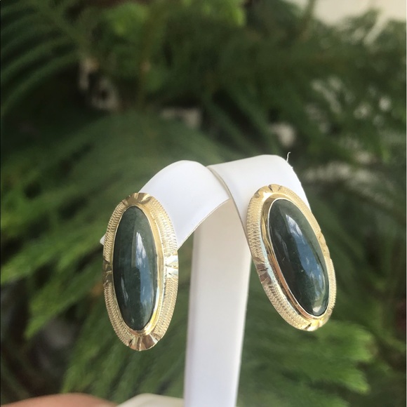 Vintage Jewelry - Vintage 925 Green Stone Earrings